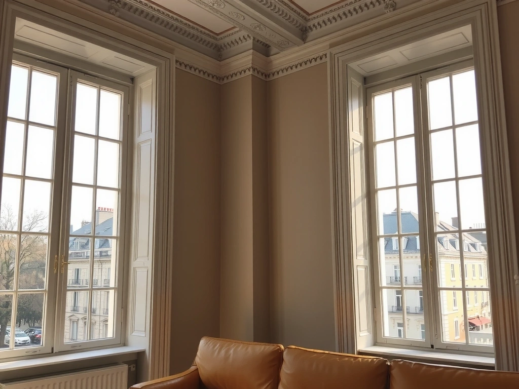 Intérieur rénové d'un appartement haussmannien parisien